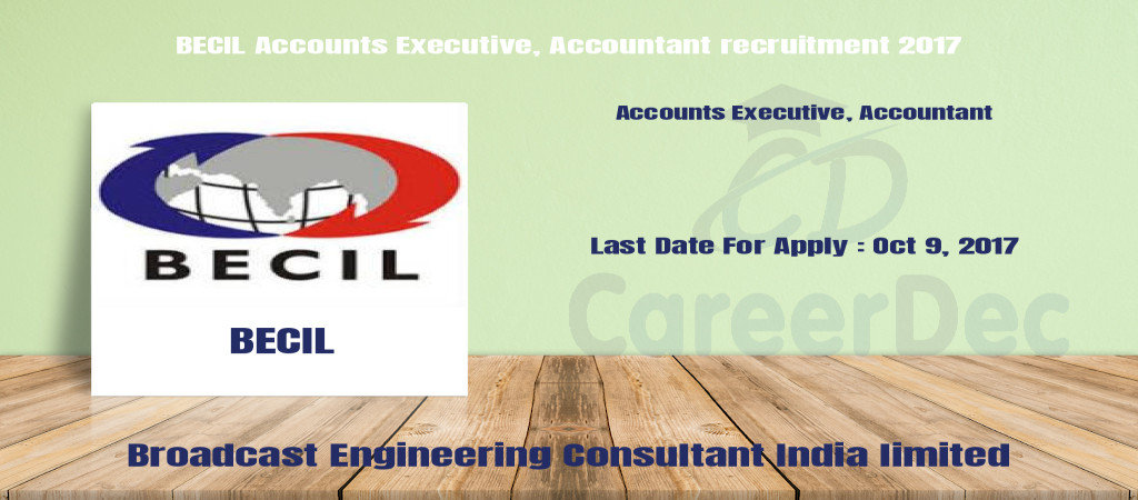 BECIL Accounts Executive, Accountant recruitment 2017 Cover Image