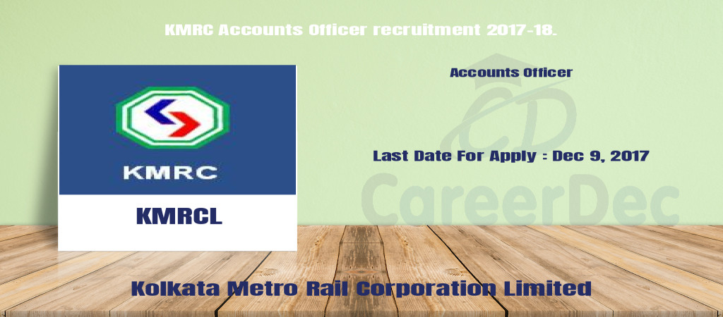 KMRC Accounts Officer recruitment 2017-18. Cover Image