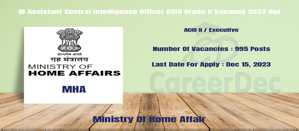 IB Assistant Central Intelligence Officer ACIO Grade II Vacancy 2023 Out Cover Image