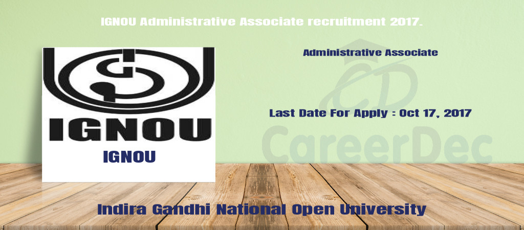 IGNOU Administrative Associate recruitment 2017. Cover Image