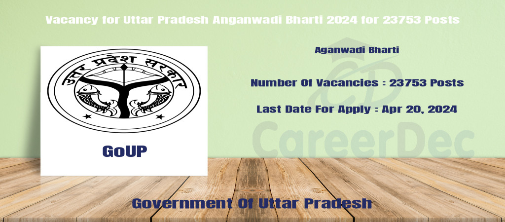 Vacancy for Uttar Pradesh Anganwadi Bharti 2024 for 23753 Posts Cover Image
