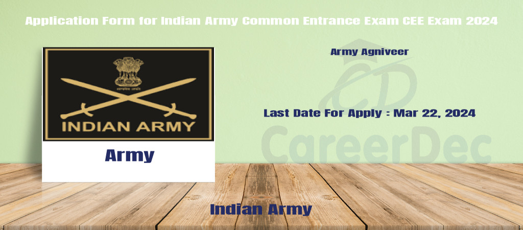 Application Form for Indian Army Common Entrance Exam CEE Exam 2024 Cover Image