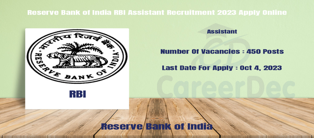 Reserve Bank of India RBI Assistant Recruitment 2023 Apply Online Cover Image