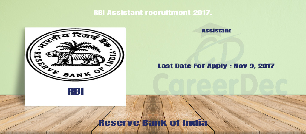 RBI Assistant recruitment 2017. Cover Image