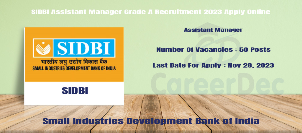 SIDBI Assistant Manager Grade A Recruitment 2023 Cover Image