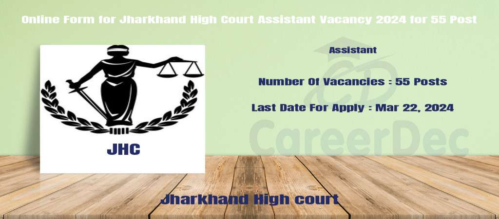 Online Form for Jharkhand High Court Assistant Vacancy 2024 for 55 Post Cover Image