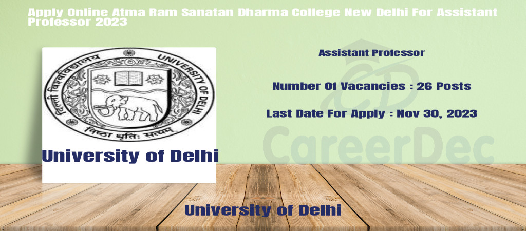 Apply Online Atma Ram Sanatan Dharma College New Delhi For Assistant Professor 2023 logo