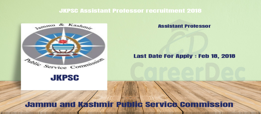 JKPSC Assistant Professor recruitment 2018 Cover Image