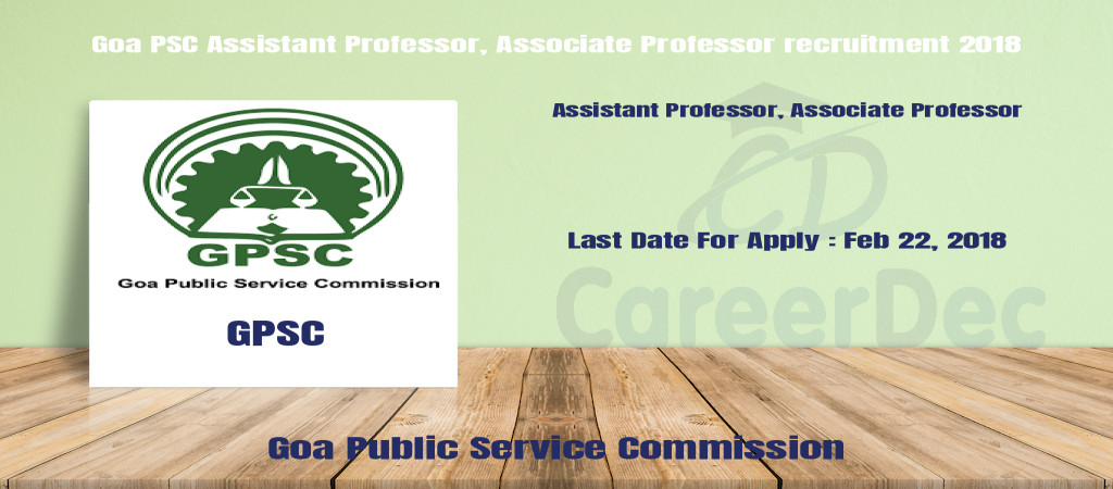 Goa PSC Assistant Professor, Associate Professor recruitment 2018 Cover Image