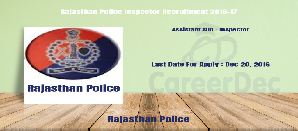 Rajasthan Police Inspector Recruitment 2016-17 Cover Image