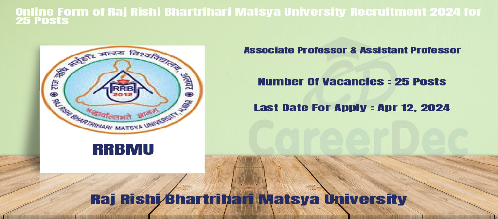 Online Form of Raj Rishi Bhartrihari Matsya University Recruitment 2024 for 25 Posts Cover Image