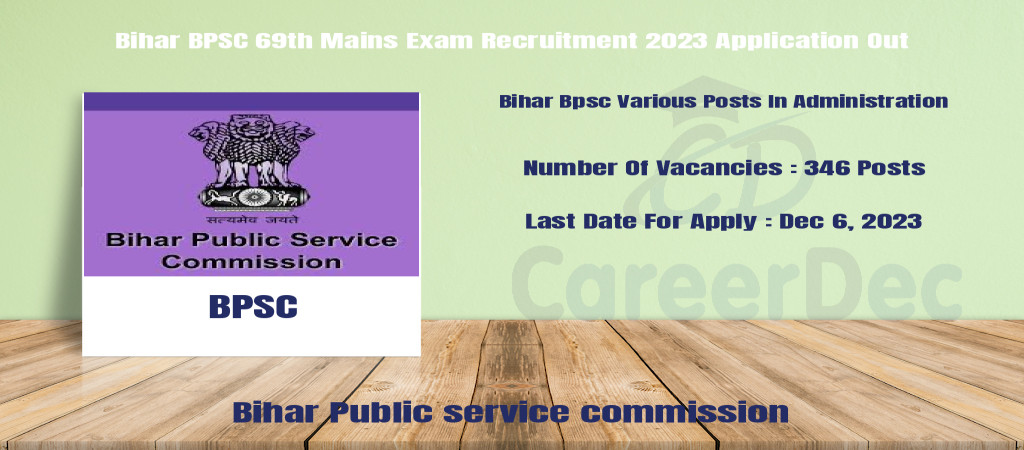 Bihar BPSC 69th Mains Exam Recruitment 2023 Application Out Cover Image