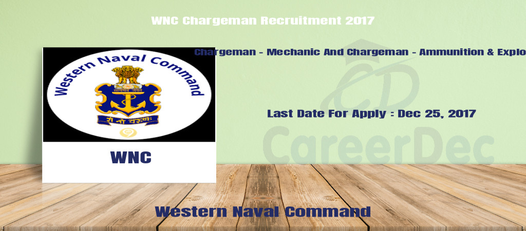 WNC Chargeman Recruitment 2017 Cover Image
