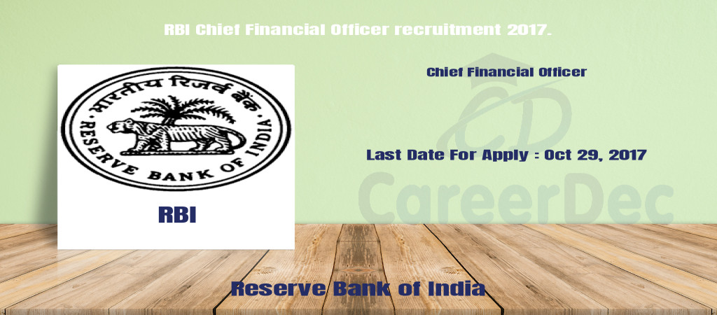 RBI Chief Financial Officer recruitment 2017. Cover Image