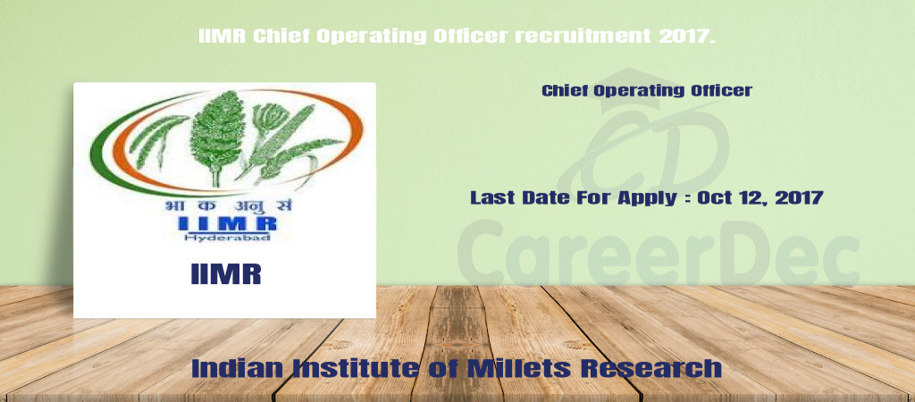 IIMR Chief Operating Officer recruitment 2017. Cover Image