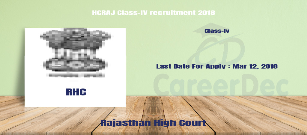 HCRAJ Class-IV recruitment 2018 Cover Image