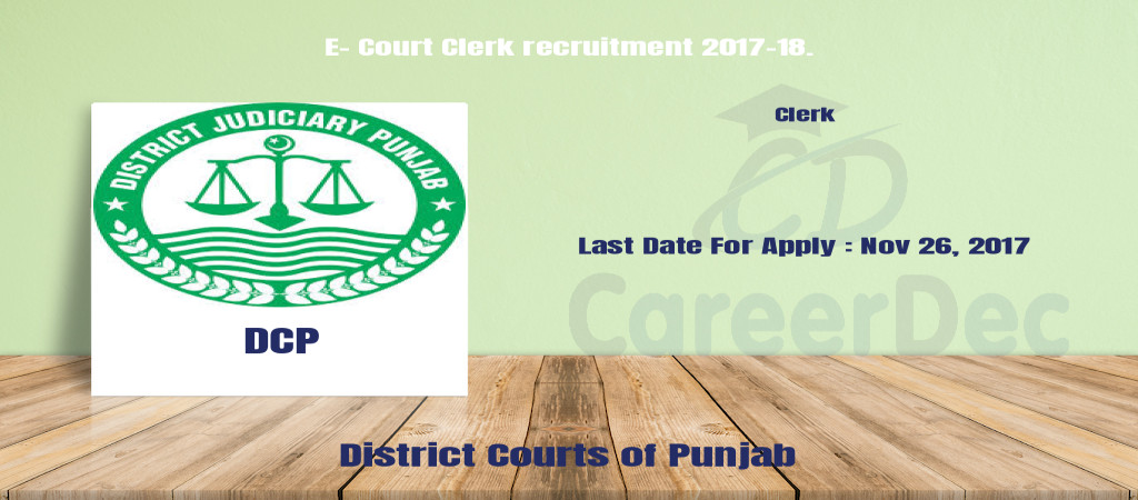 E- Court Clerk recruitment 2017-18. Cover Image