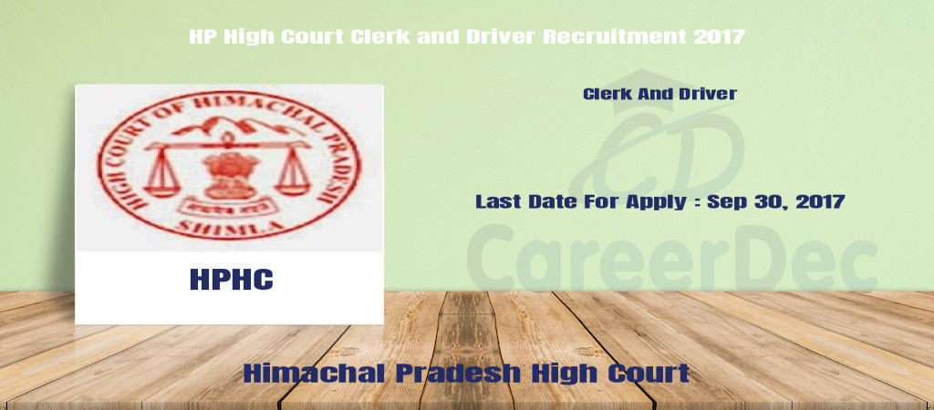 HP High Court Clerk and Driver Recruitment 2017 Cover Image