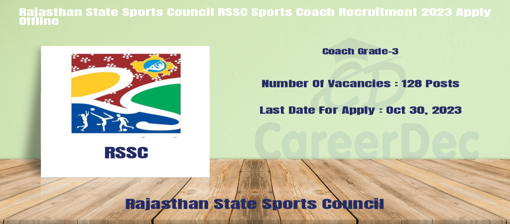 Rajasthan State Sports Council RSSC Sports Coach Recruitment 2023 Apply Offline Cover Image