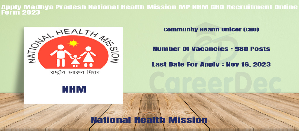 Apply Madhya Pradesh National Health Mission MP NHM CHO Recruitment Online Form 2023 Cover Image