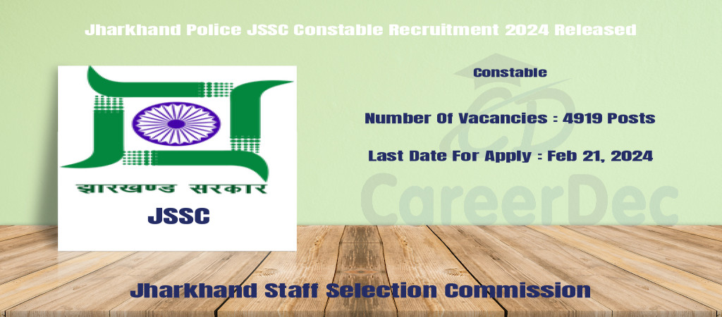 Jharkhand Police JSSC Constable Recruitment 2024 Released Cover Image
