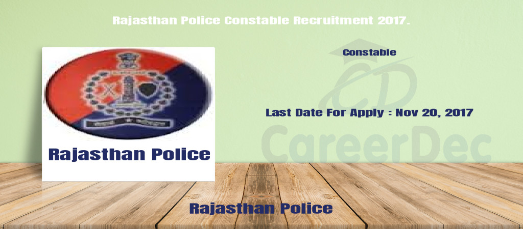 Rajasthan Police Constable Recruitment 2017. Cover Image