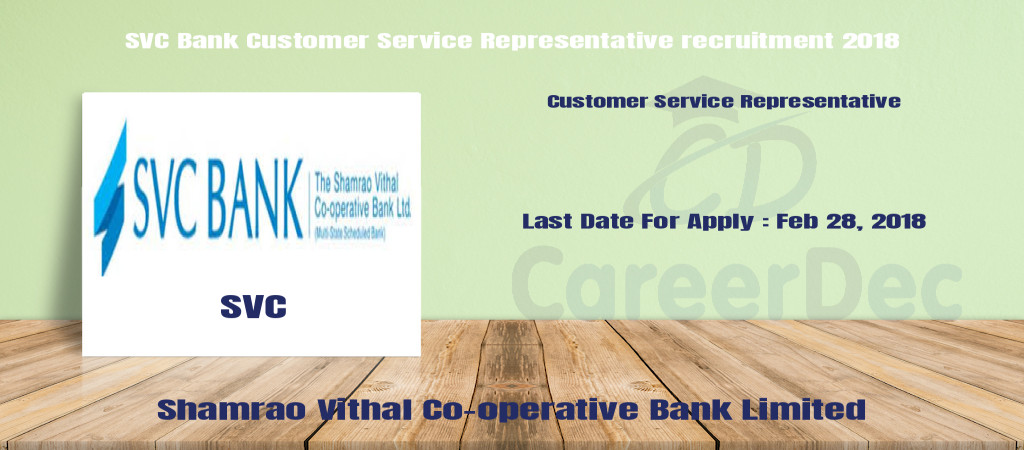 SVC Bank Customer Service Representative recruitment 2018 Cover Image
