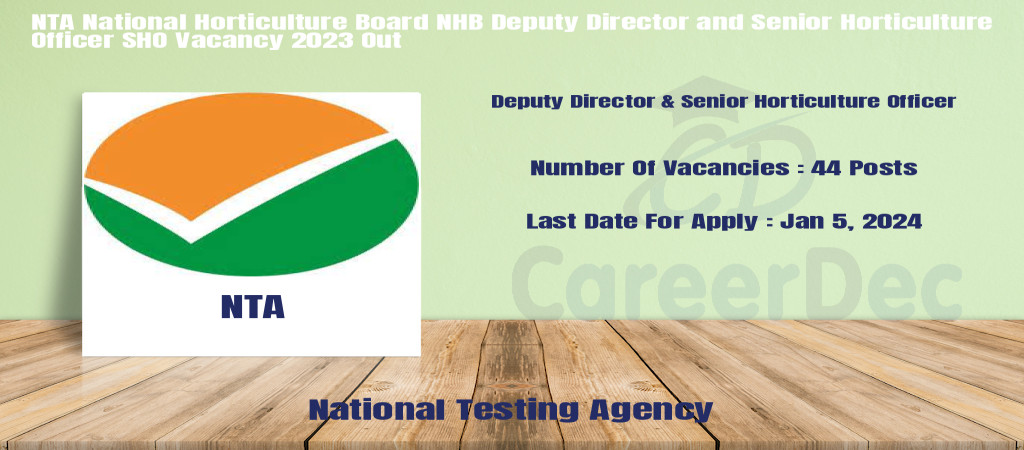 NTA National Horticulture Board NHB Deputy Director and Senior Horticulture Officer SHO Vacancy 2023 Out Cover Image