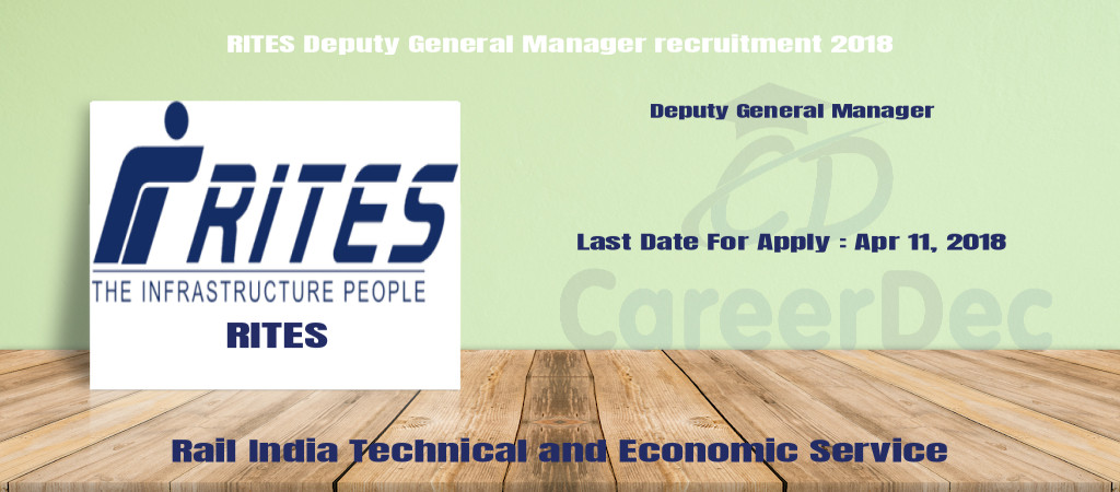 RITES Deputy General Manager recruitment 2018 Cover Image