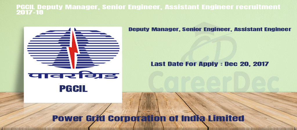 PGCIL Deputy Manager, Senior Engineer, Assistant Engineer recruitment 2017-18 Cover Image