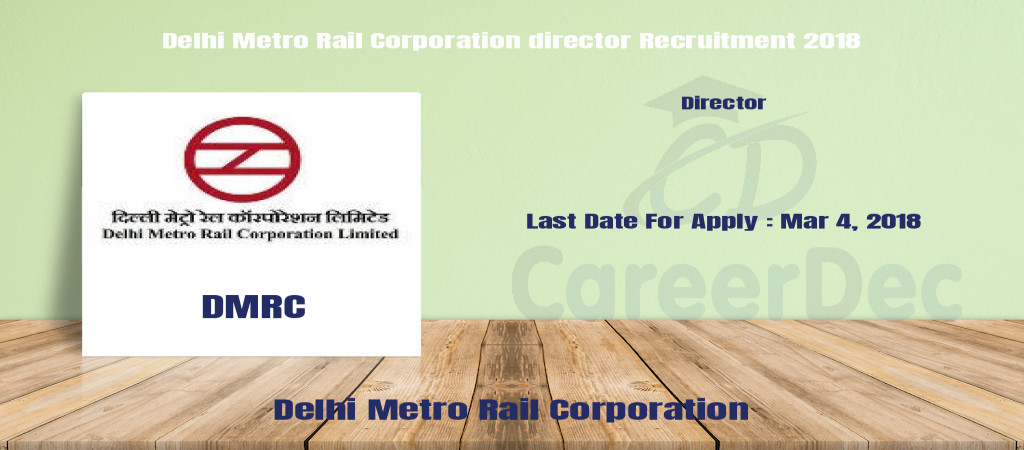 Delhi Metro Rail Corporation director Recruitment 2018 Cover Image