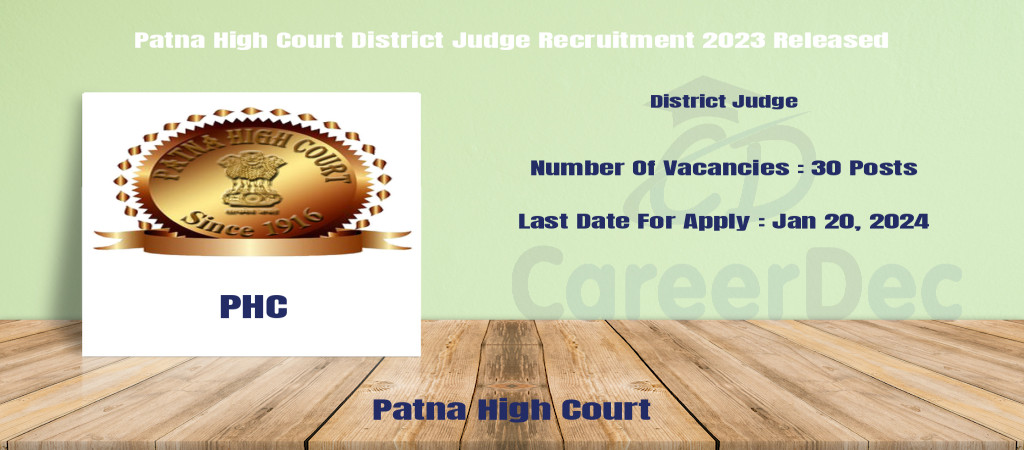 Patna High Court District Judge Recruitment 2023 Released Cover Image