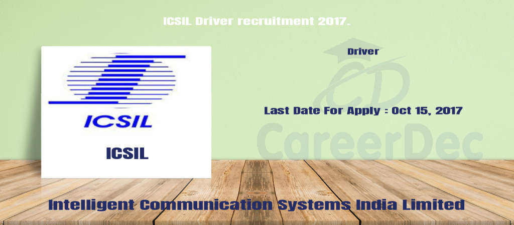 ICSIL Driver recruitment 2017. Cover Image