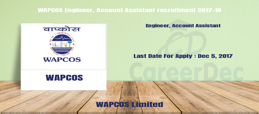 WAPCOS Engineer, Account Assistant recruitment 2017-18 Cover Image