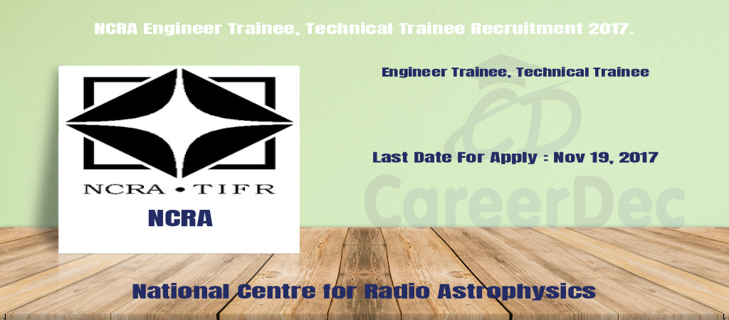 NCRA Engineer Trainee, Technical Trainee Recruitment 2017. Cover Image