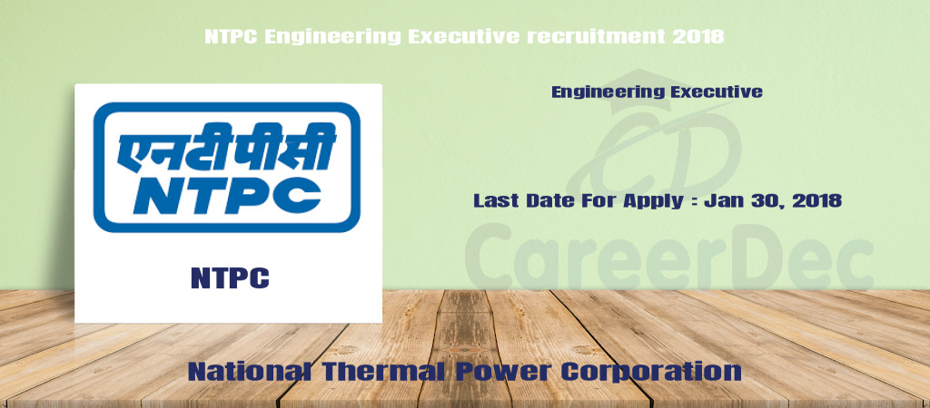 NTPC Engineering Executive recruitment 2018 Cover Image
