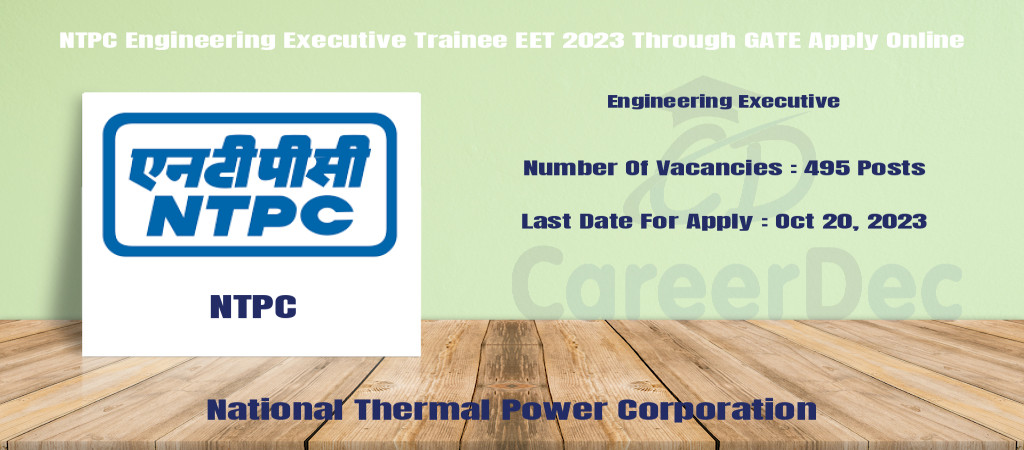 NTPC Engineering Executive Trainee EET 2023 Through GATE Apply Online Cover Image