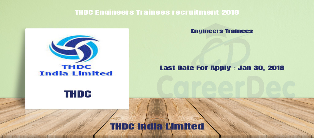 THDC Engineers Trainees recruitment 2018 Cover Image
