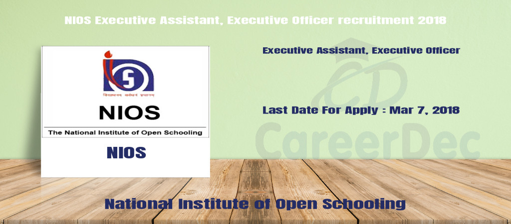 NIOS Executive Assistant, Executive Officer recruitment 2018 Cover Image