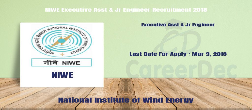 NIWE Executive Asst & Jr Engineer Recruitment 2018 Cover Image