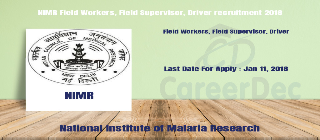 NIMR Field Workers, Field Supervisor, Driver recruitment 2018 Cover Image