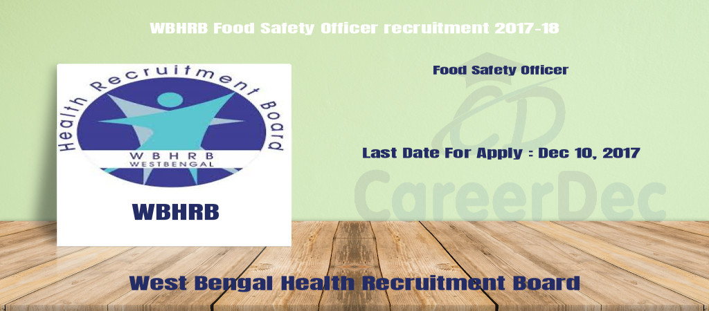 WBHRB Food Safety Officer recruitment 2017-18 Cover Image