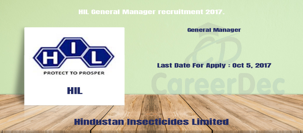 HIL General Manager recruitment 2017. Cover Image