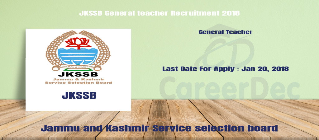 JKSSB General teacher Recruitment 2018 Cover Image