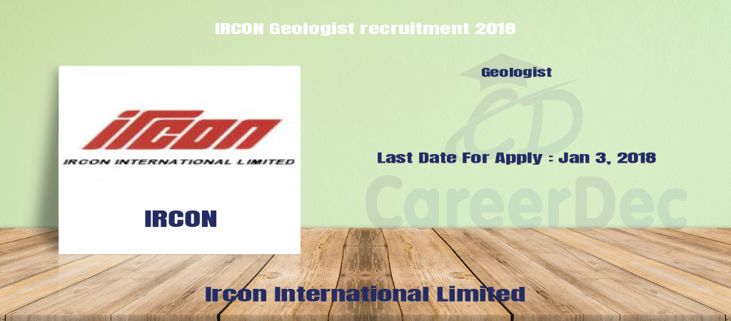 IRCON Geologist recruitment 2018 Cover Image