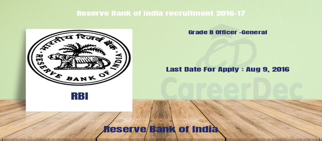 Reserve Bank of India recruitment 2016-17 Cover Image