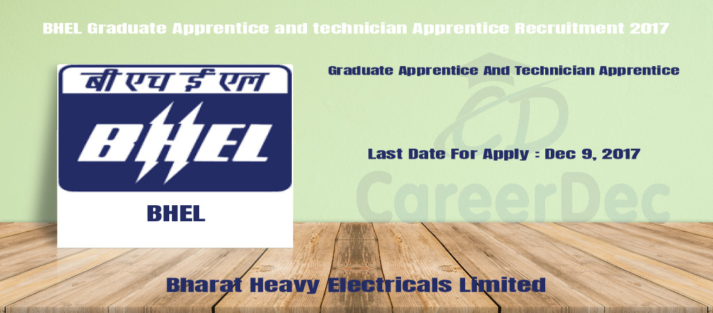 BHEL Graduate Apprentice and technician Apprentice Recruitment 2017 Cover Image