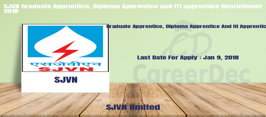 SJVN Graduate Apprentice, Diploma Apprentice and ITI apprentice Recruitment 2018 Cover Image