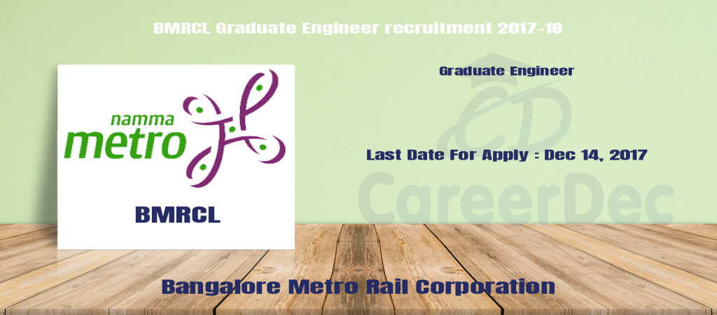 BMRCL Graduate Engineer recruitment 2017-18 Cover Image