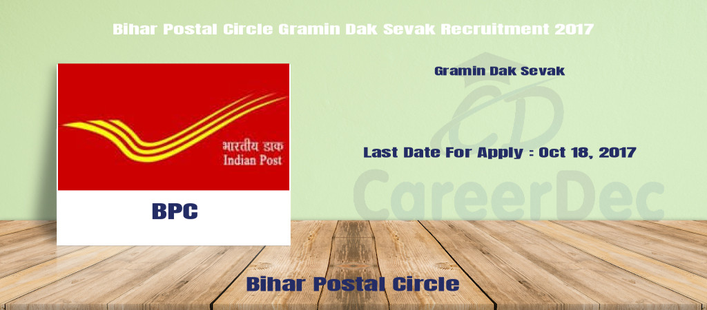 Bihar Postal Circle Gramin Dak Sevak Recruitment 2017 Cover Image